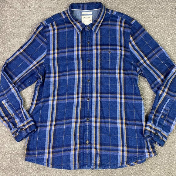 Fat Face Flannel Shirt Mens XXL Blue Indigo Plaid Cotton Long Sleeve Button Down - Picture 1 of 15